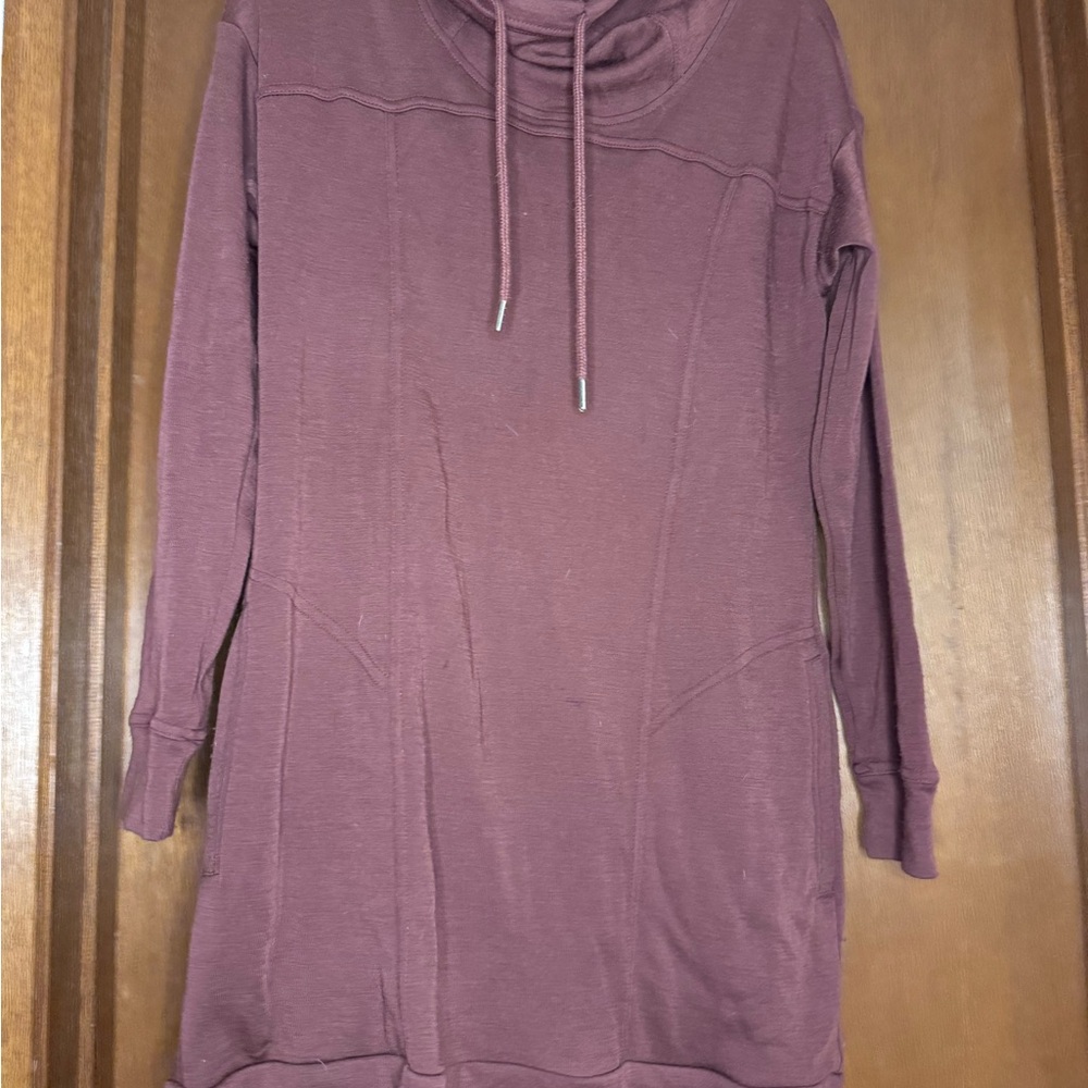 Cozy Mauve Merino Wool Hoodie Dress